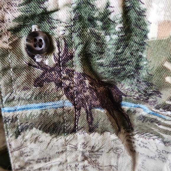 NWOT Woolrich Mens Scenic Print With Bear And Moose Long-Sleeve Shirt Size Large - Picture 3 of 4